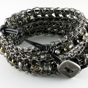 Antique gunmetal with black leather