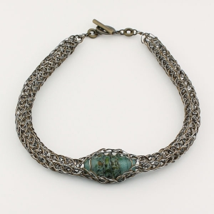 Antique Bronze with handmade glass bead